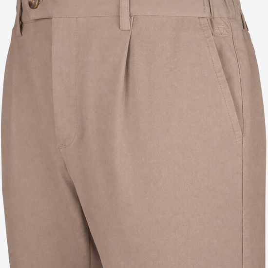 Stretch Cotton Twill Chino Pants with Pleats - MONTEZEMOLO