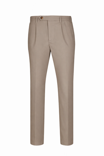 Stretch Cotton Twill Chino Pants with Pleats - MONTEZEMOLO