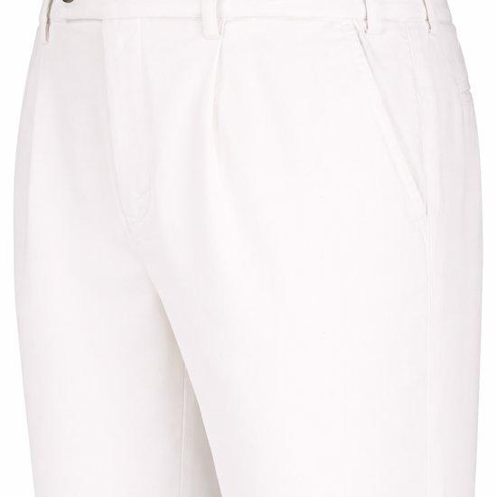 Stretch Cotton Twill Chino Pants with Pleats - MONTEZEMOLO