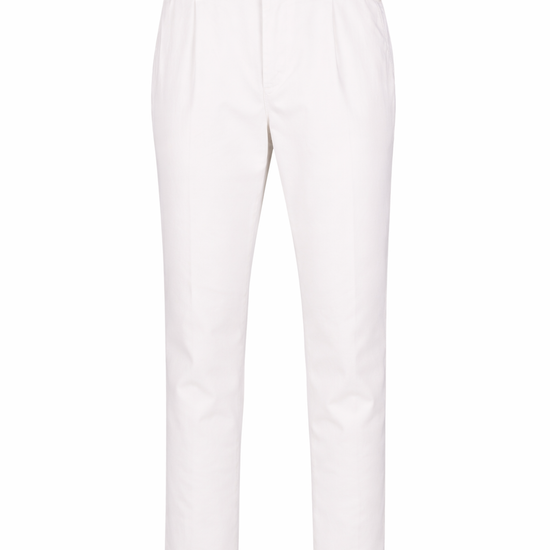 Stretch Cotton Twill Chino Pants with Pleats - MONTEZEMOLO
