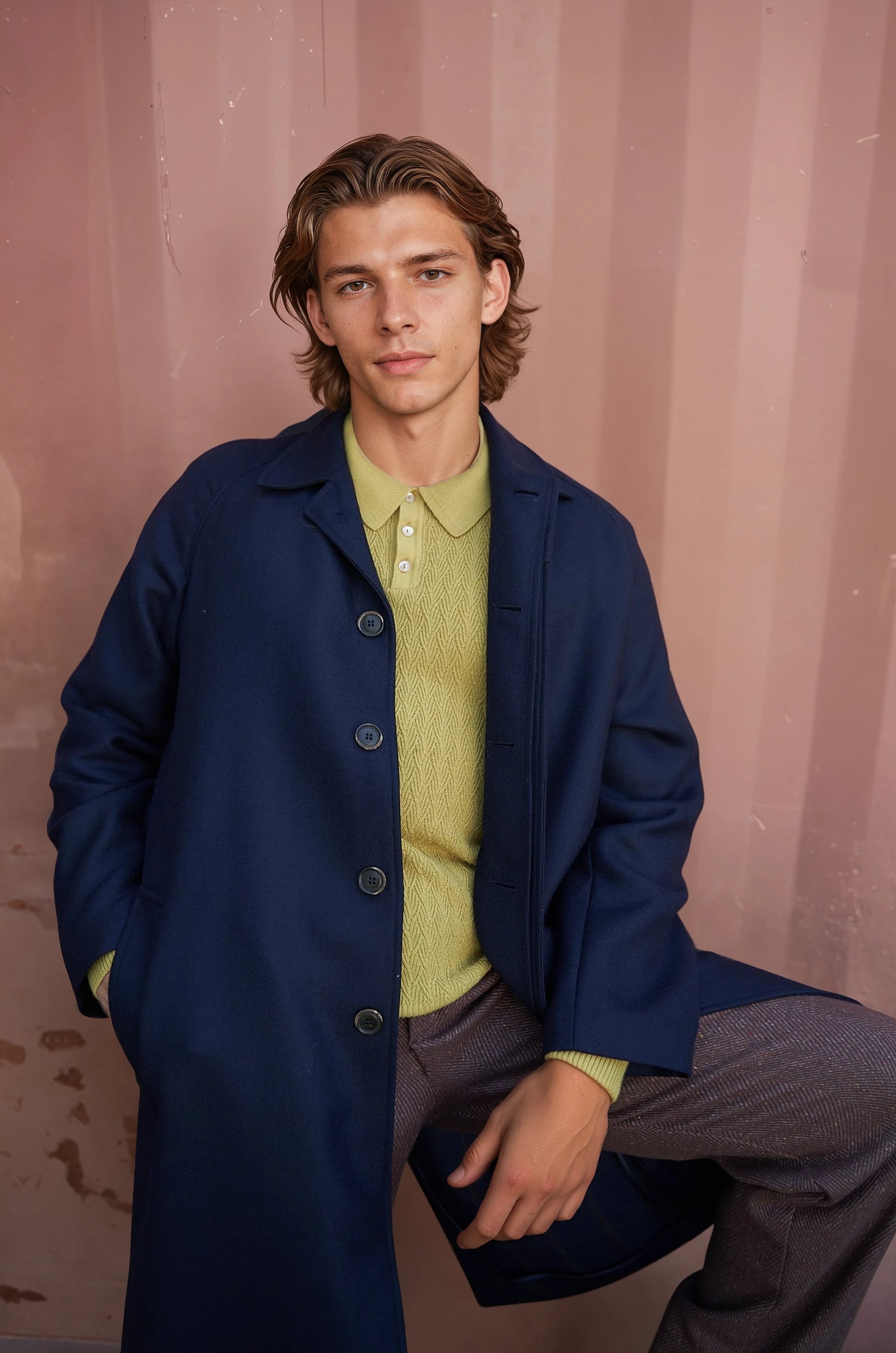 Unlined Deconstructed Wool Raglan Long Coat 461