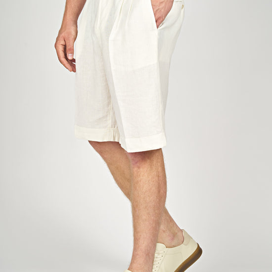 Cotton & Linen Double Pleats Shorts - MONTEZEMOLO