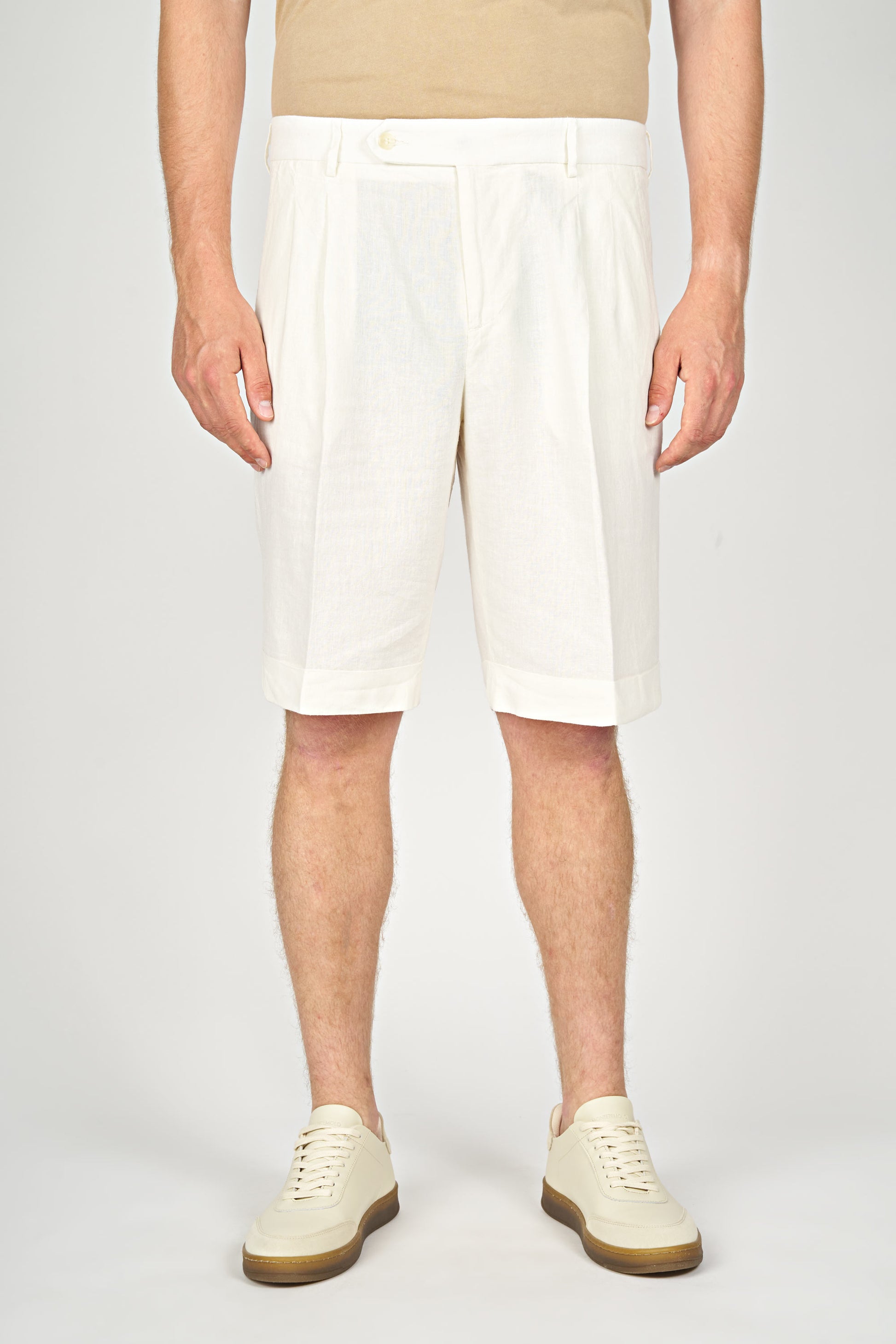 Cotton & Linen Double Pleats Shorts - MONTEZEMOLO
