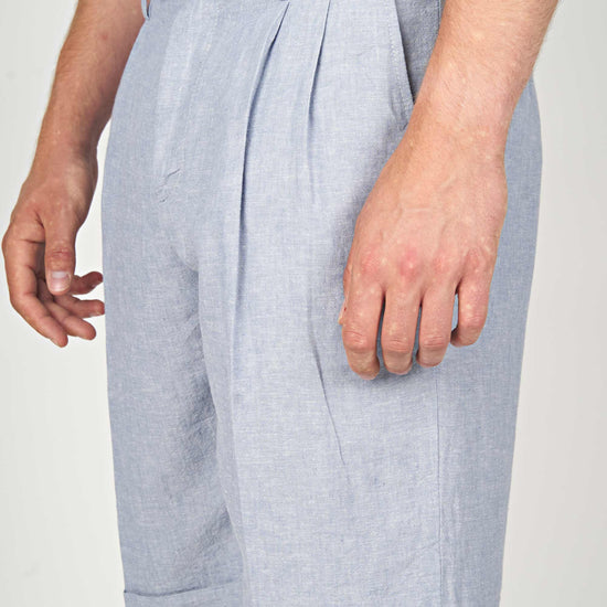 Cotton & Linen Double Pleats Shorts - MONTEZEMOLO