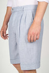 Cotton & Linen Double Pleats Shorts - MONTEZEMOLO
