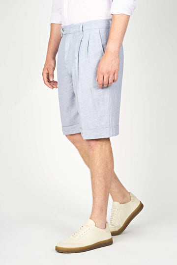 Cotton & Linen Double Pleats Shorts - MONTEZEMOLO