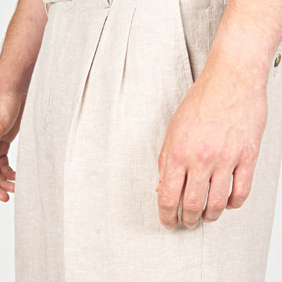 Cotton & Linen Double Pleats Shorts - MONTEZEMOLO