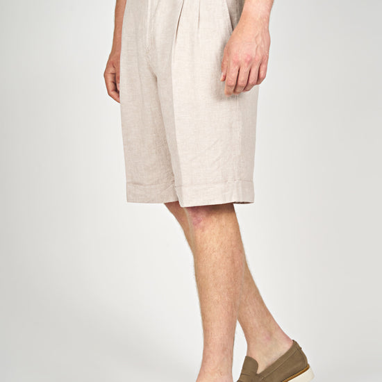 Cotton & Linen Double Pleats Shorts - MONTEZEMOLO