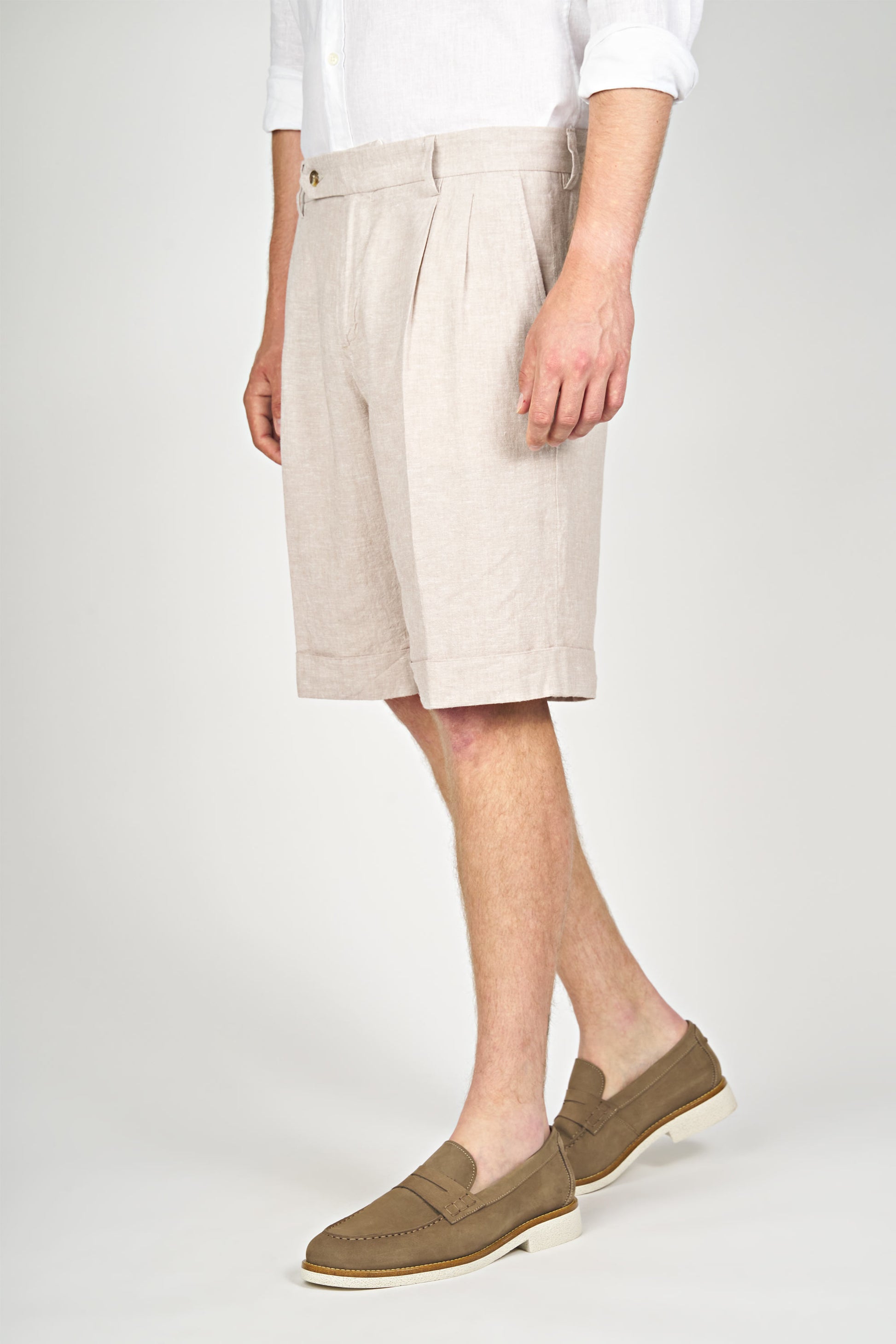 Cotton & Linen Double Pleats Shorts - MONTEZEMOLO