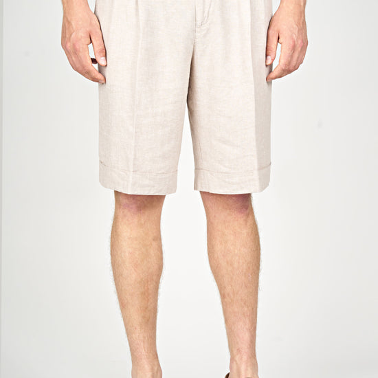 Cotton & Linen Double Pleats Shorts - MONTEZEMOLO