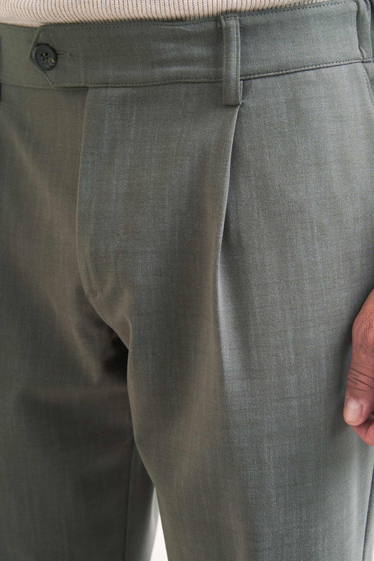 Micro-Printed Jersey Single-Pleat Trousers