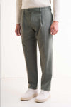Micro-Printed Jersey Single-Pleat Trousers