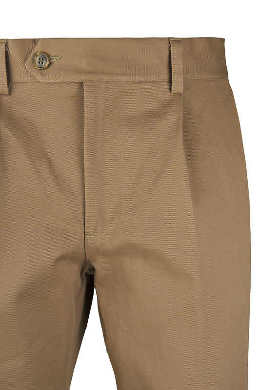 Cotton twill trousers with pleats