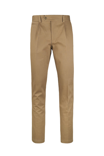 Cotton twill trousers with pleats