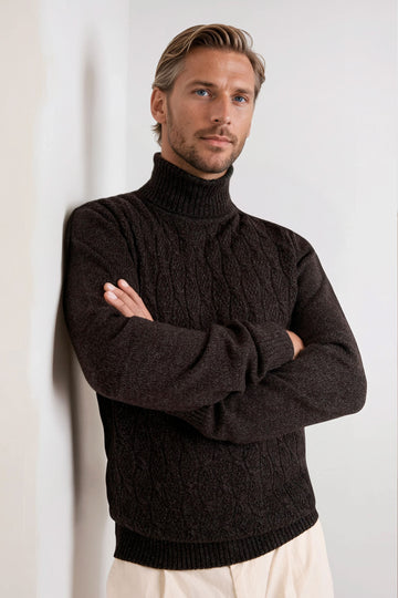 Mélange Cable-Knit Turtleneck - MONTEZEMOLO