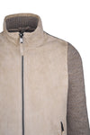 Suede & Knit Jacket with Detachable Quilted Vest