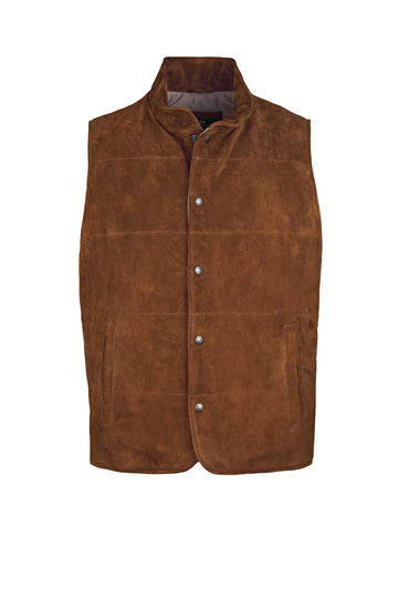 Suede gilet with quilted lining