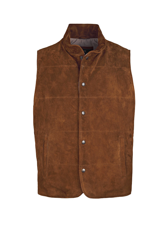 Suede gilet with quilted lining