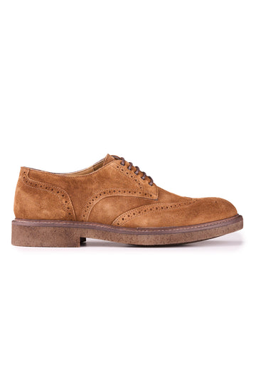 Suede Brogue Shoes with Crepe Sole