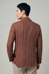 Unlined double-breasted blazer in linen, silk and wool