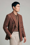 Unlined double-breasted blazer in linen, silk and wool