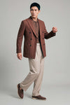 Unlined double-breasted blazer in linen, silk and wool