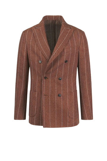 Unlined double-breasted blazer in linen, silk and wool