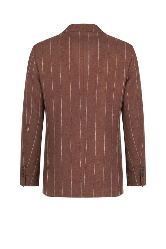 Blazer doppiopetto sfoderato in lino, seta e lana