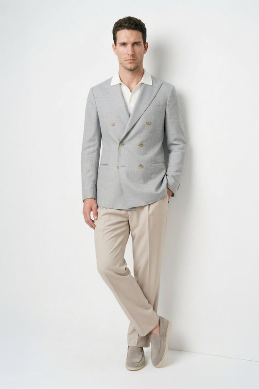 Unlined double-breasted jacket - Loro Piana® fabrics - MONTEZEMOLO