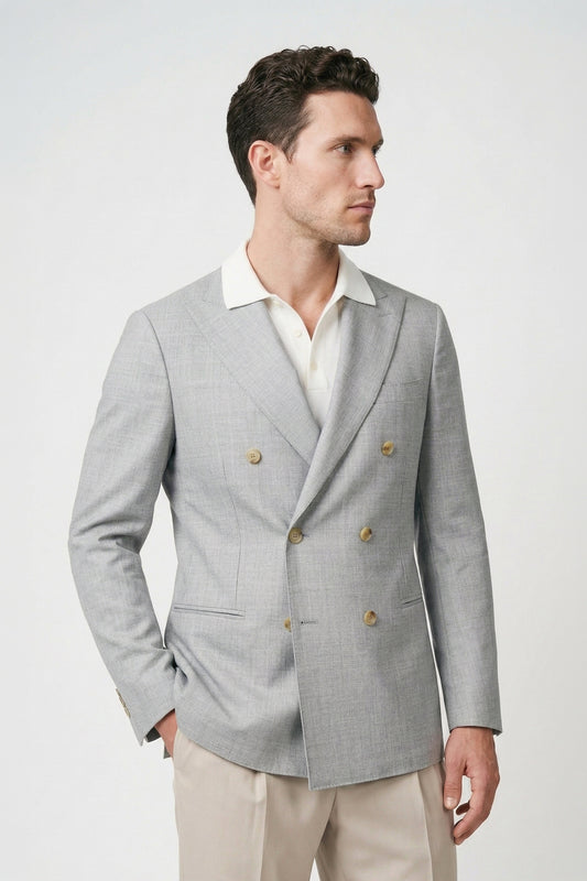 Unlined double-breasted jacket - Loro Piana® fabrics - MONTEZEMOLO