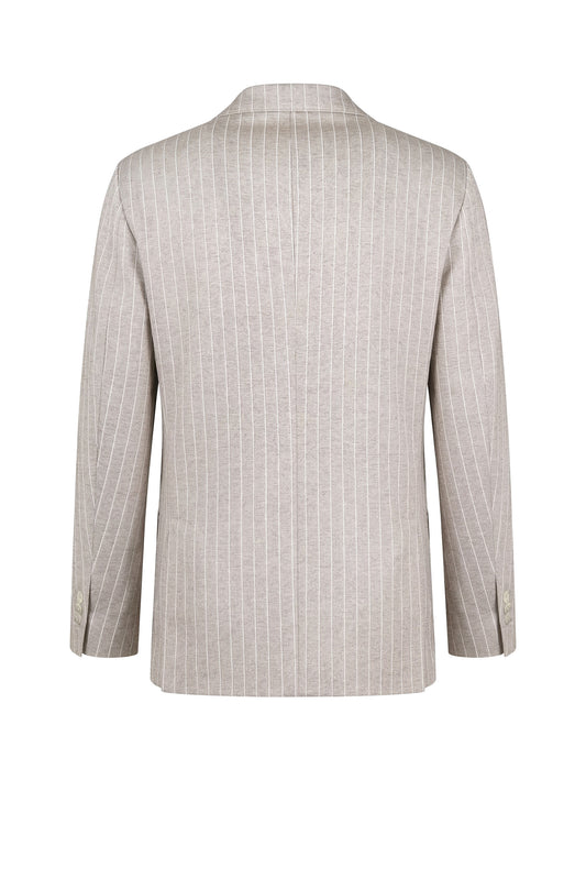 Giacca doppiopetto sfoderata in jersey gessato