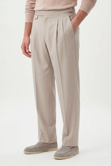 Double pleats Wide-fit fresco wool trousers - MONTEZEMOLO