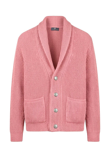 Shawl collar organic cotton rib cardigan
