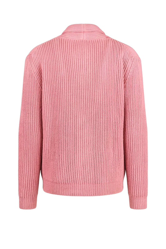 Shawl collar organic cotton rib cardigan