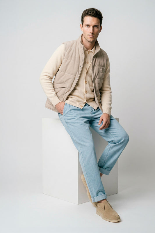 Suede vest with silver-plated buttons - MONTEZEMOLO