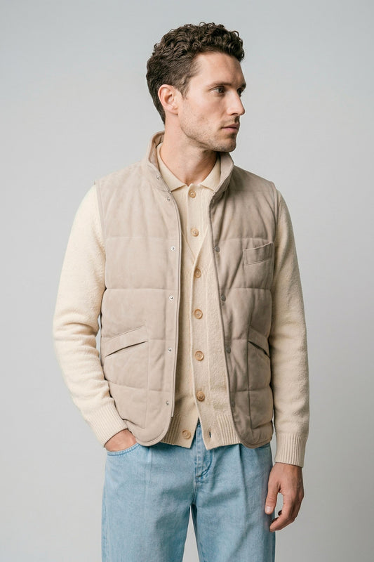 Suede vest with silver-plated buttons - MONTEZEMOLO