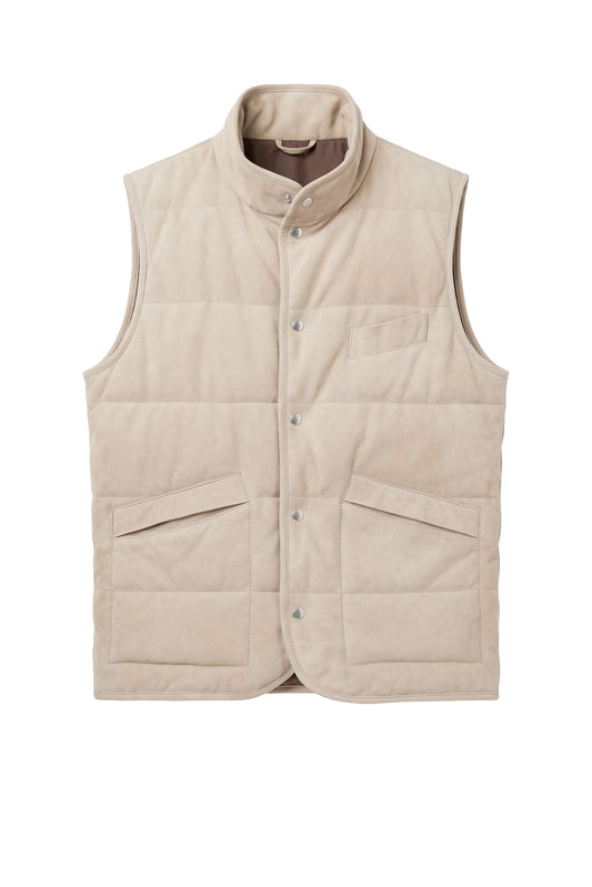 Suede vest with silver-plated buttons