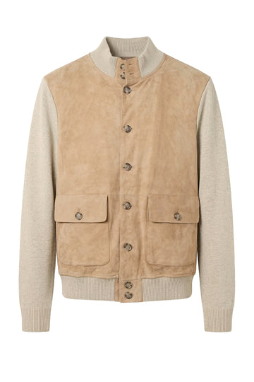 Cardigan jacket with suede front