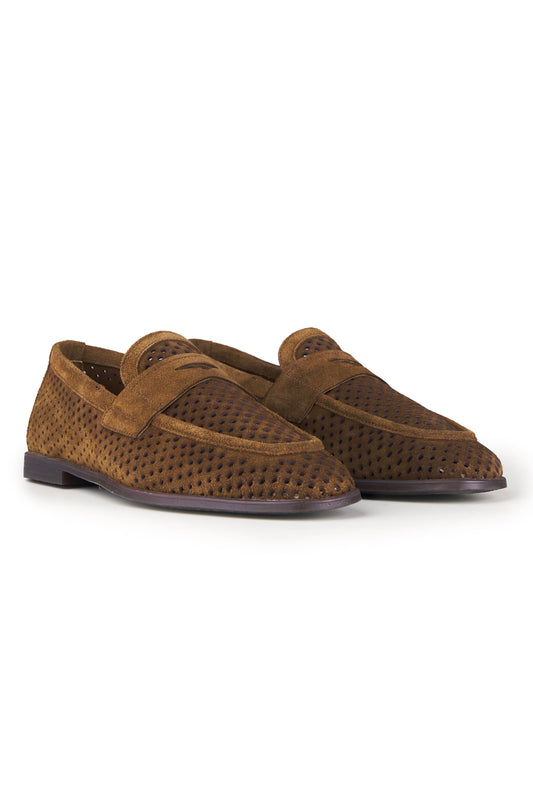 Perforated Suede Leather Loafer