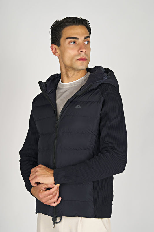 Padded Jacket with Knitted Sleeves