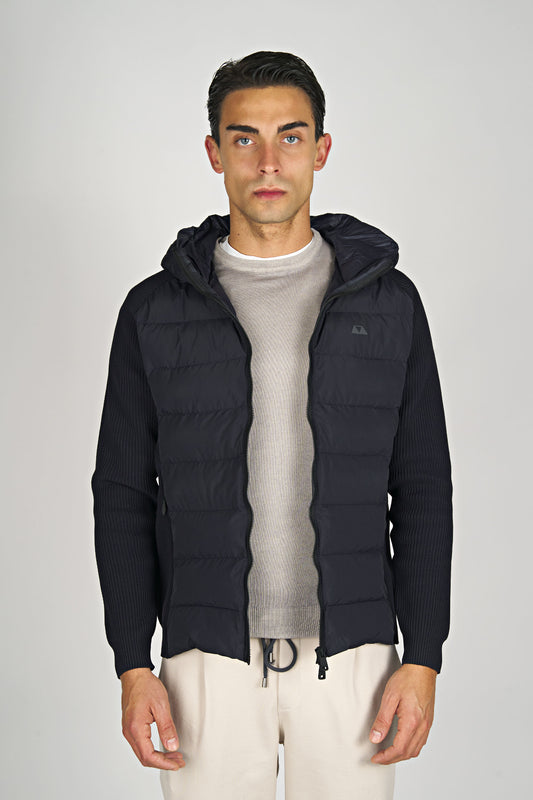 Padded Jacket with Knitted Sleeves