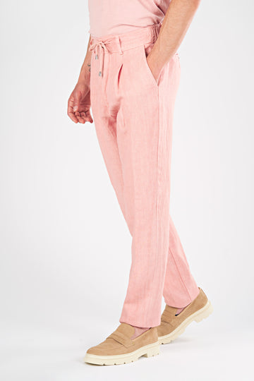 Pure Linen Drawstring trousers with pinces