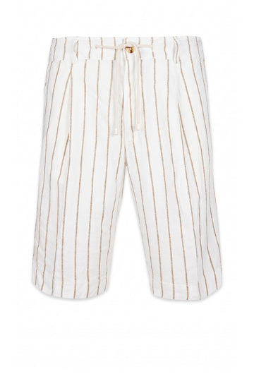 Pinstripe Linen Pleated Shorts - MONTEZEMOLO