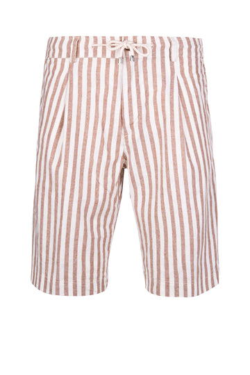 Striped Linen Pleated Shorts - MONTEZEMOLO
