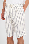 Pinstripe Linen Pleated Shorts