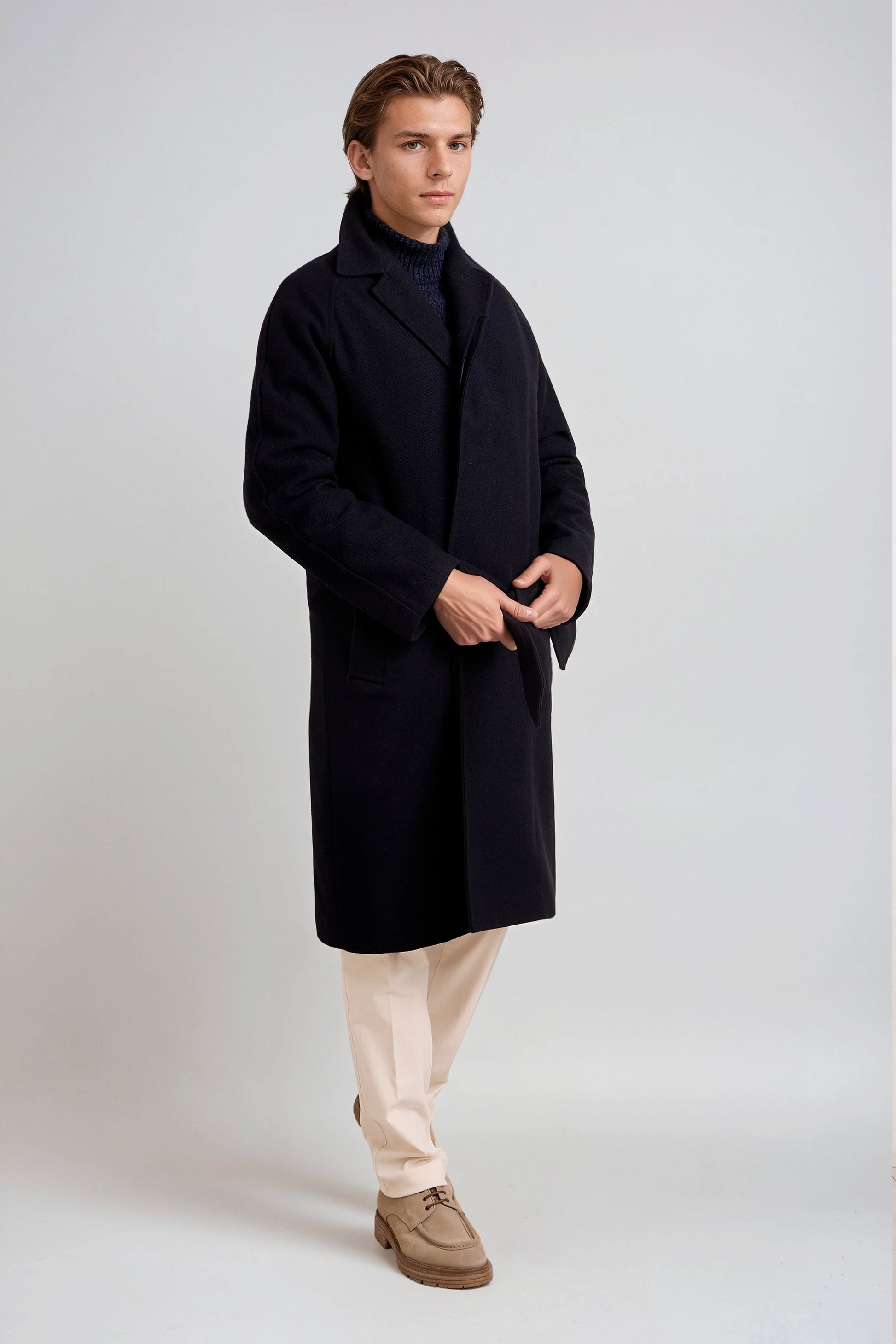 Unlined wool belted raglan coat - MONTEZEMOLO