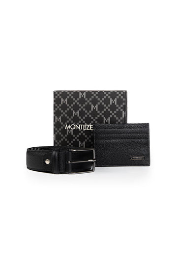 Gift Box Tumbled Leather Card Holder & Belt