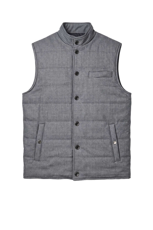 Padded houndstooth wool–cotton gilet