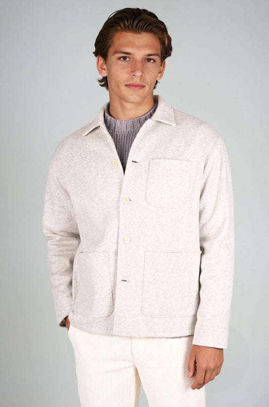 Herringbone Alpaca Blend Shirt-Jacket