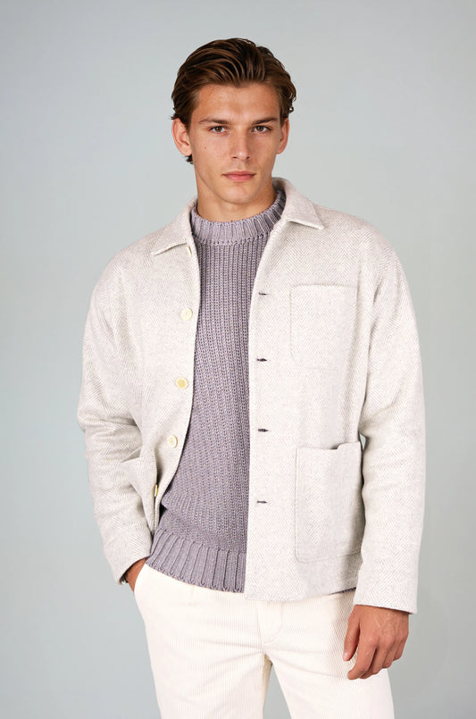 Herringbone Alpaca Blend Shirt-Jacket